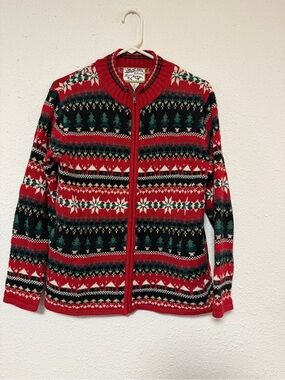 Women’s Heirloom Collectibles Holiday Sweater Full Zip Small Vintage